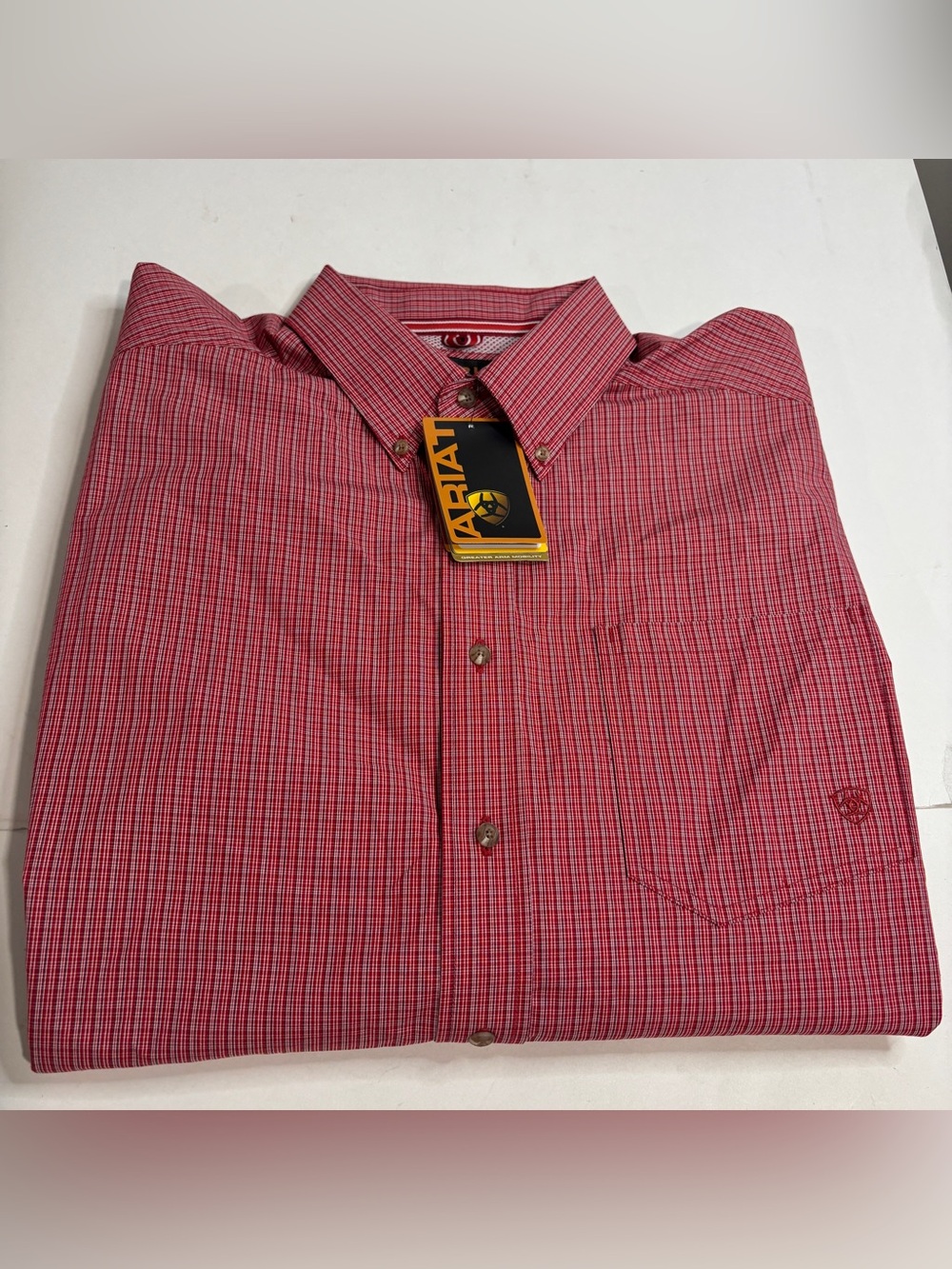 NWT Ariat Pro Series Button Shirt Mens XL Red Plaid Long Sleeve Western Rodeo